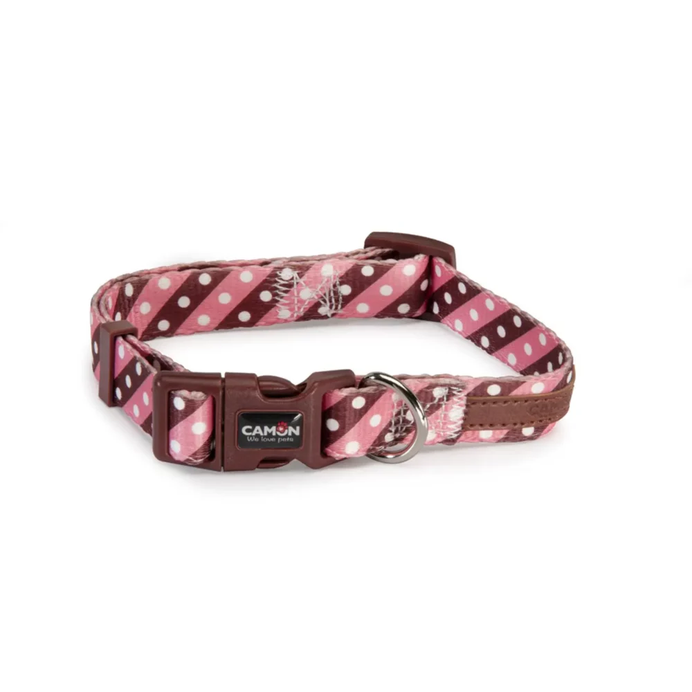 Collier réglable « Twill Dot Pink » pour chien CM