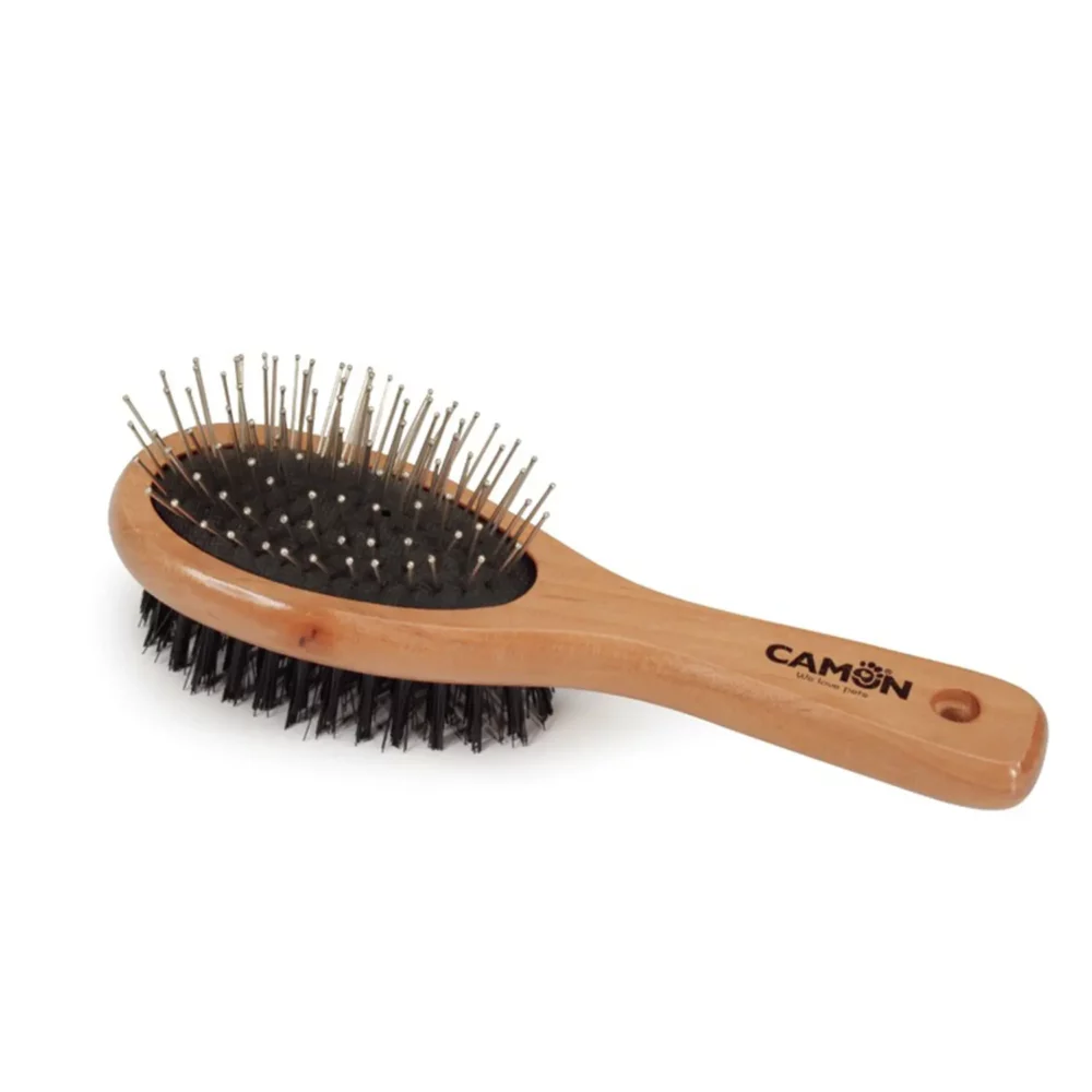 Double brosse en bois pour chien CM