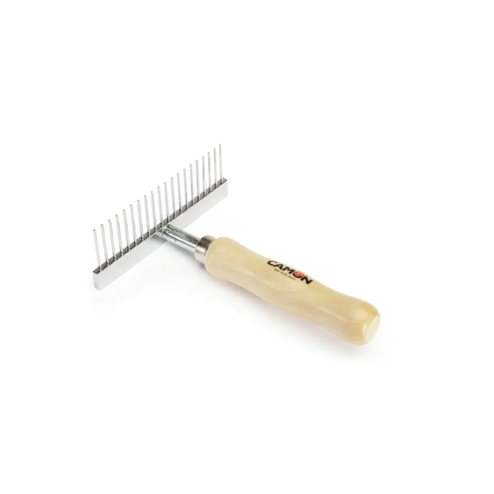 Râteau de toilettage avec manche en bois pour chien CM