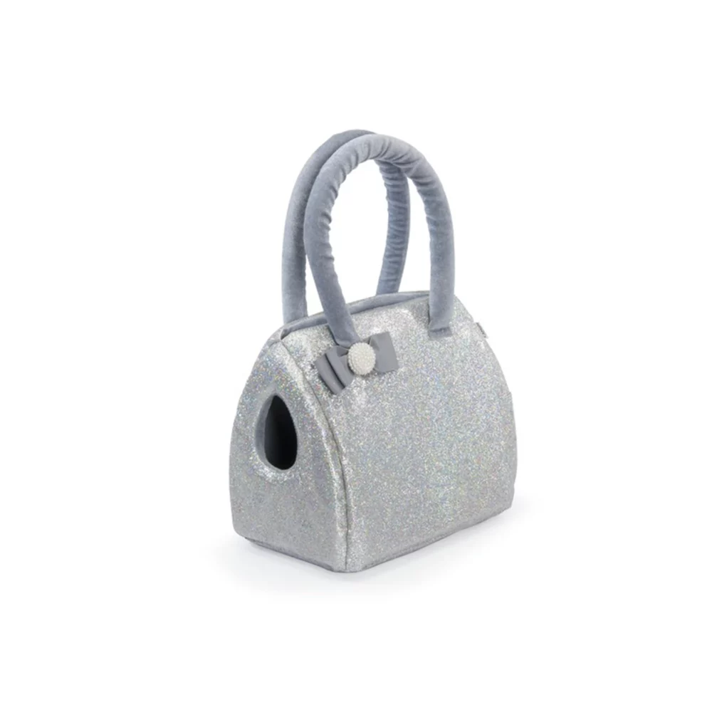 Sac à paillettes argentées avec noeud pour chien CM