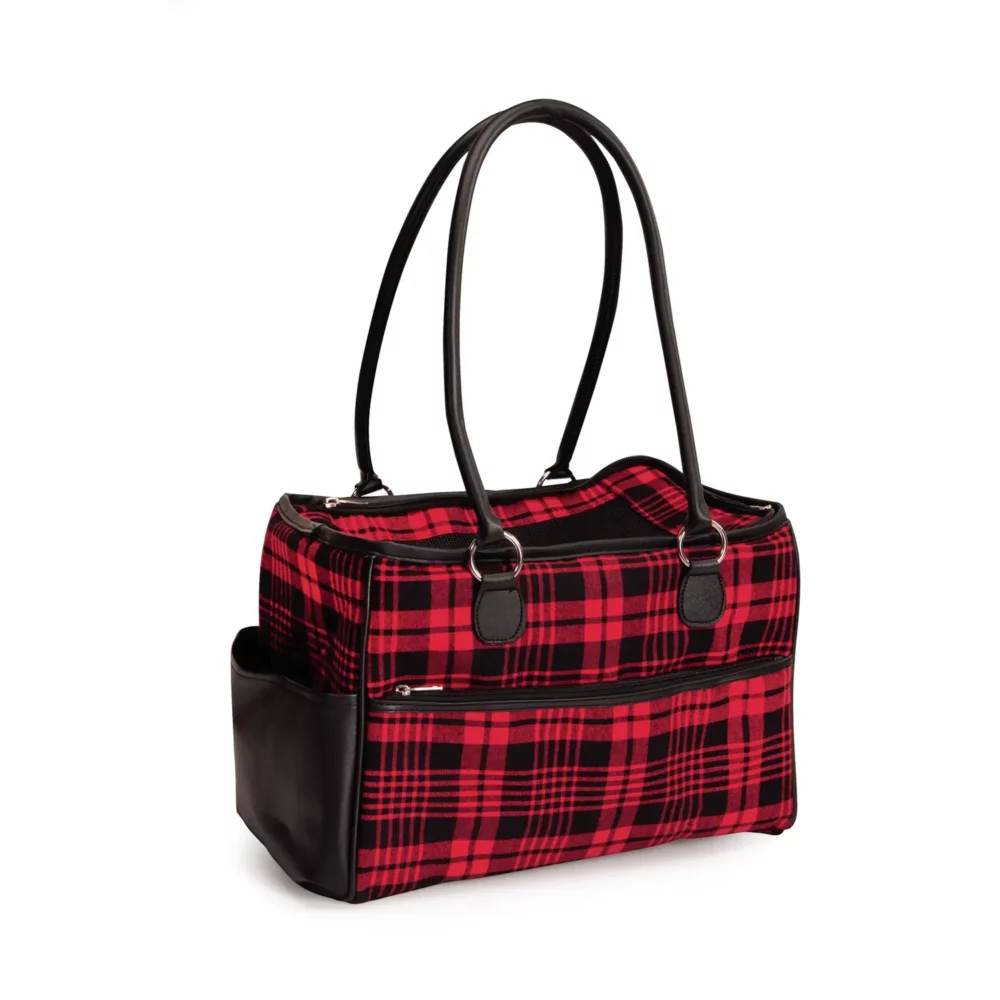 Sac transporter en tissu écossais pour chien CM